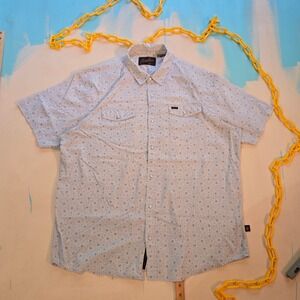 Howler Bros Mens XL Short Sleeve Button Up Shirt Gray Star Pattern Pockets 28x30
